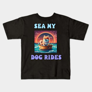 Sea my dog rides Kids T-Shirt